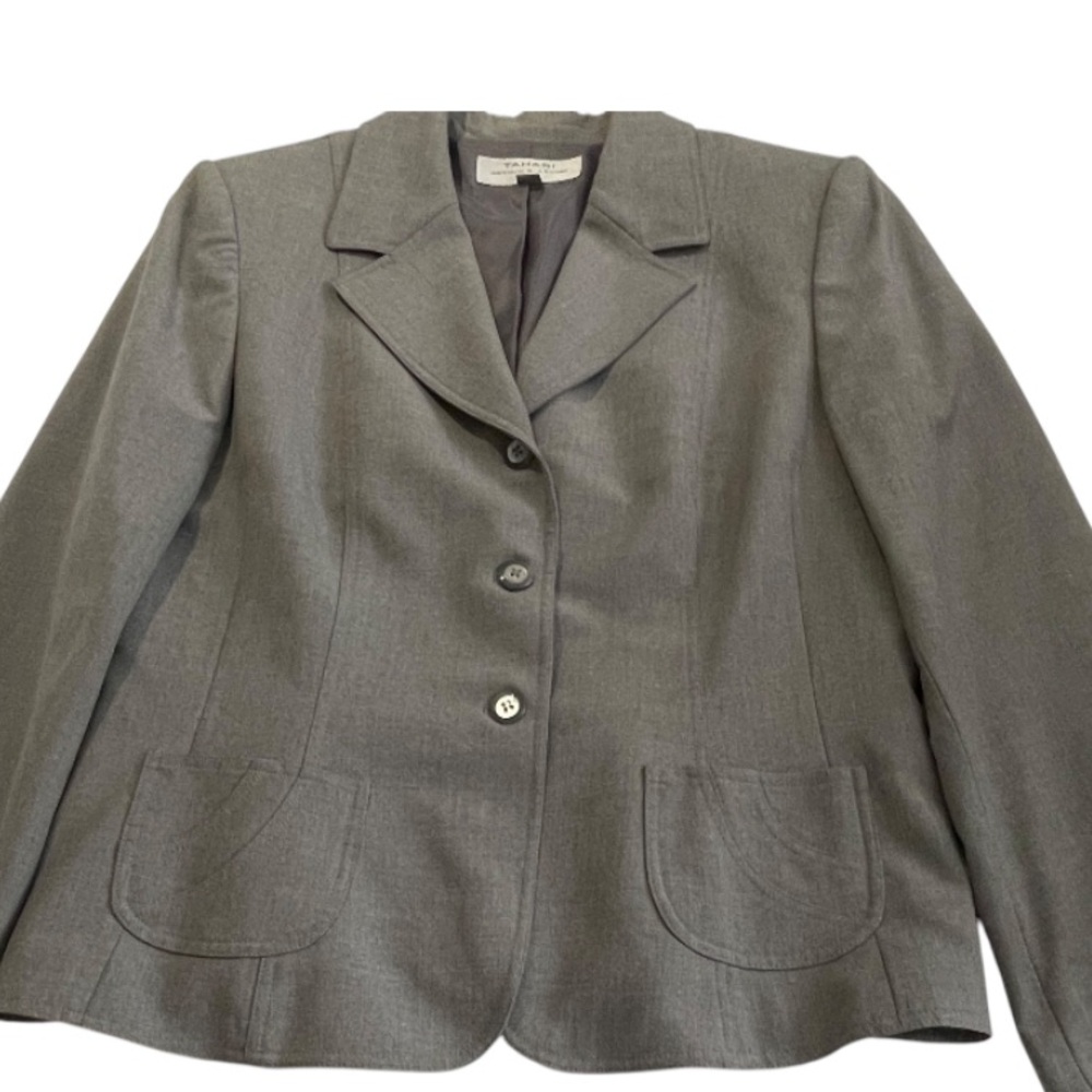 Vintage Tahari Gray Blazer Classic Suit Jacket
